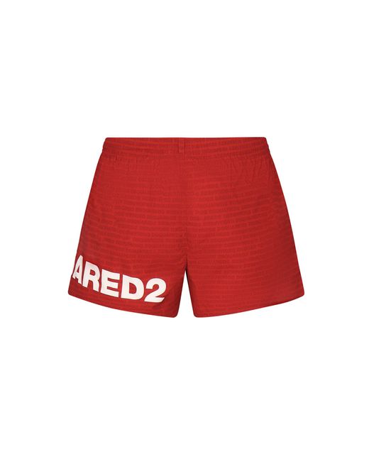 DSquared² Red Midi Boxer With Logo for men
