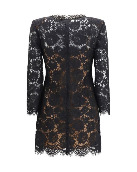 Self-Portrait Gray Lace Long Sleeve Mini Dress