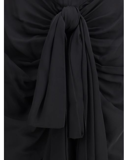Alaïa Black Dress Draped Viscose
