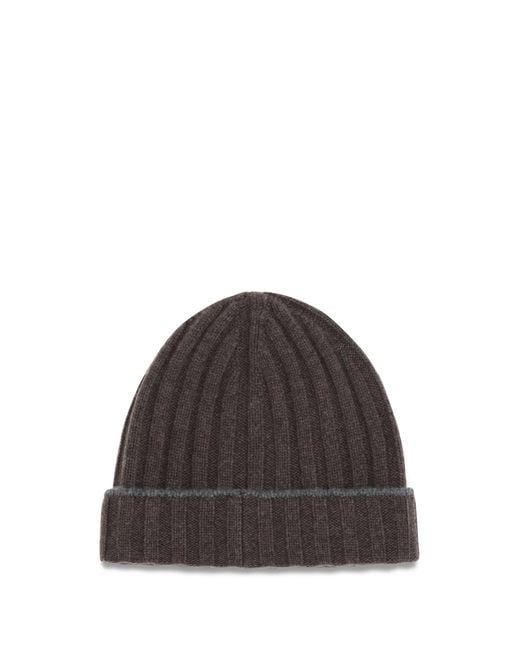 Brunello Cucinelli Black Beanie Hat Cashmere (Capra Hircus) for men