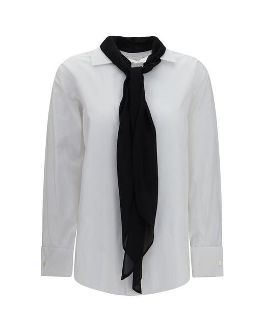 Sacai Blue Cotton Poplin Scarf Shirt Polyester