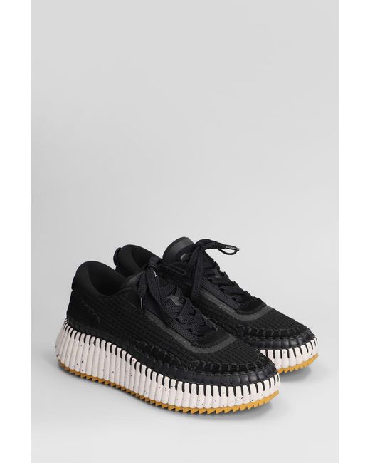 Chloé Black Textured Lace-Up Sneakers