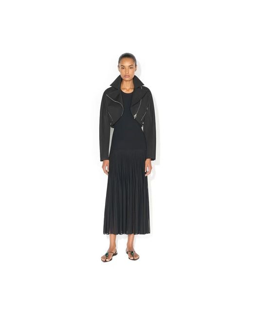 Maison AlaïA Black Robe Midi Plissée En Mousseline Noire Dress