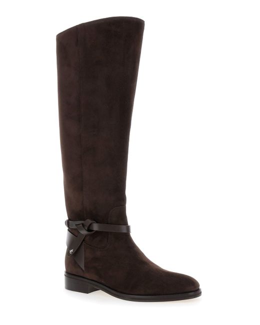 Jimmy Choo Brown 'Lawton' Knee-High Boots With Knotted Detail