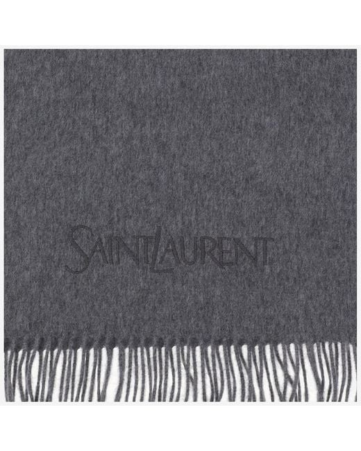 Saint Laurent Gray Cashmere Jacquard Scarf for men