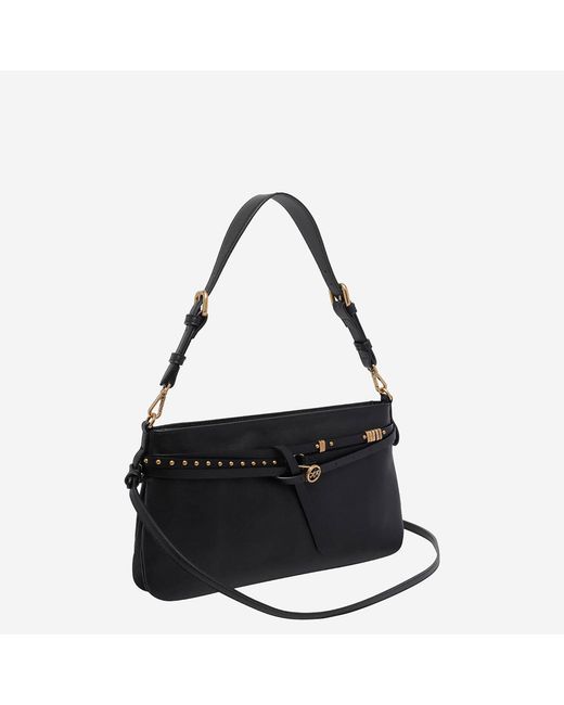 Pinko Black Leather Shoulder Bag