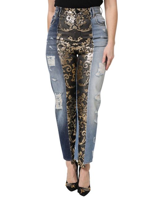 Dolce & Gabbana Black Patchwork High Waist Denim Jeans