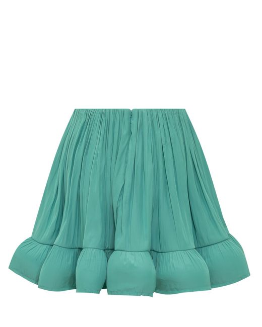 Lanvin Green Charmeuse Ruffle Skirt