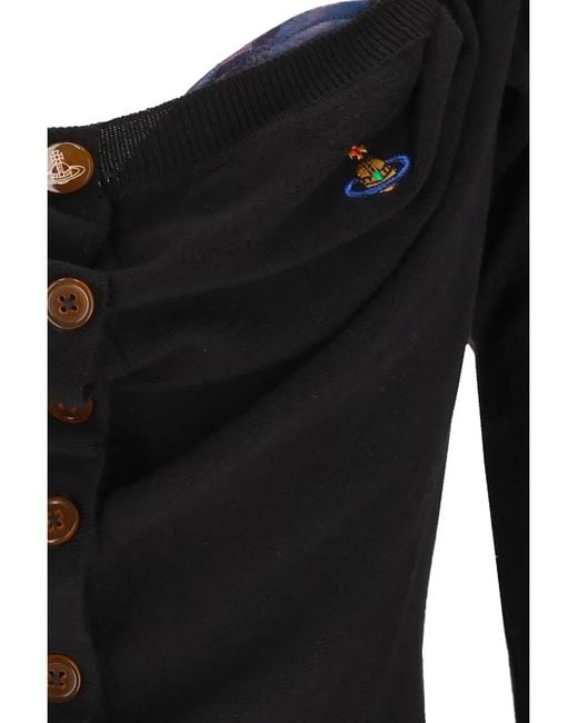 Vivienne Westwood Black Bea Corset Cardigan Silk; Merino Wool Ovis Aries Top