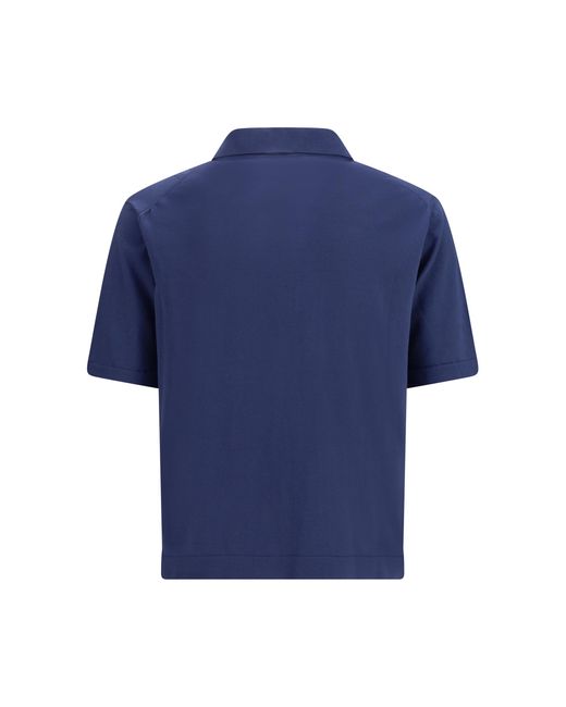 Piacenza Cashmere Blue Cotton Polo Shirts for men