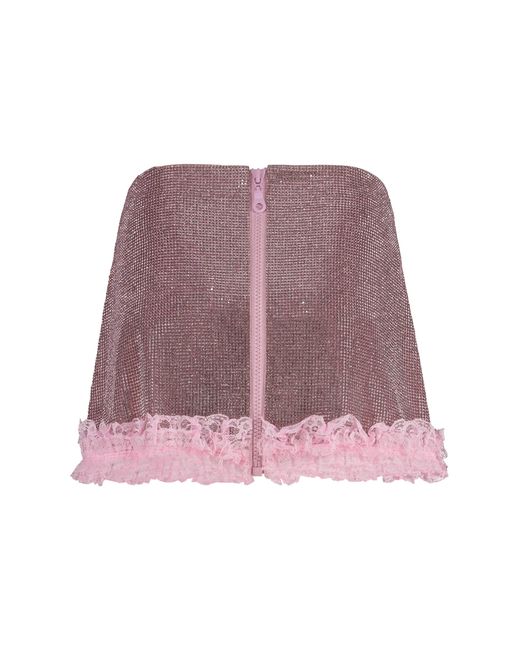 Self-Portrait Purple Mini Skirt Embellished Polyester