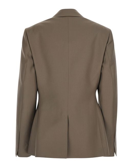 Rohe Brown Double-Breasted Wool Jacket Virgin Blazers