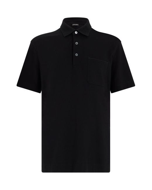 Zegna Black Polo Shirt Cotton for men