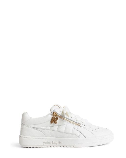 Palm Angels White Logo Plaque Lace-up Sneakers for men