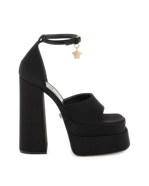 Versace Black Medusa Aevitas Double Platform Sandals
