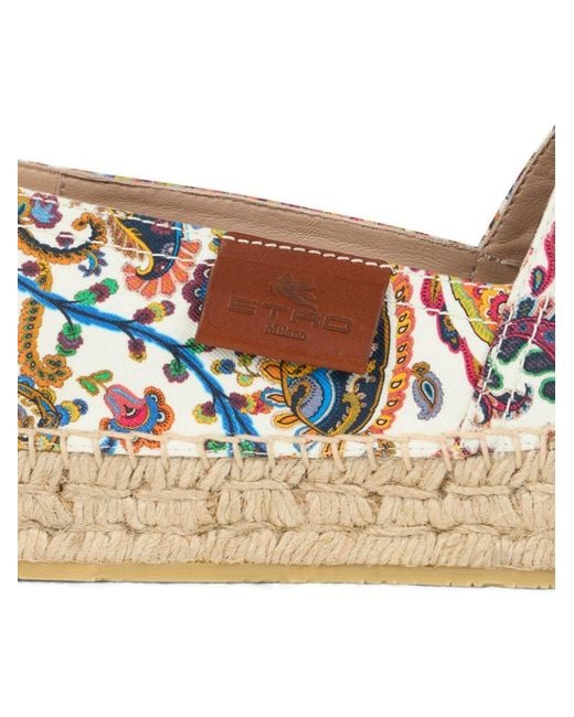Etro White Espadrilles Multi-Floral Cotton