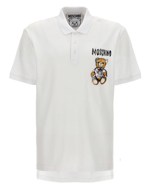 Moschino White Archive Teddy Polo for men