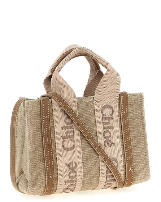 Chloé Brown Linen Handbag Bag