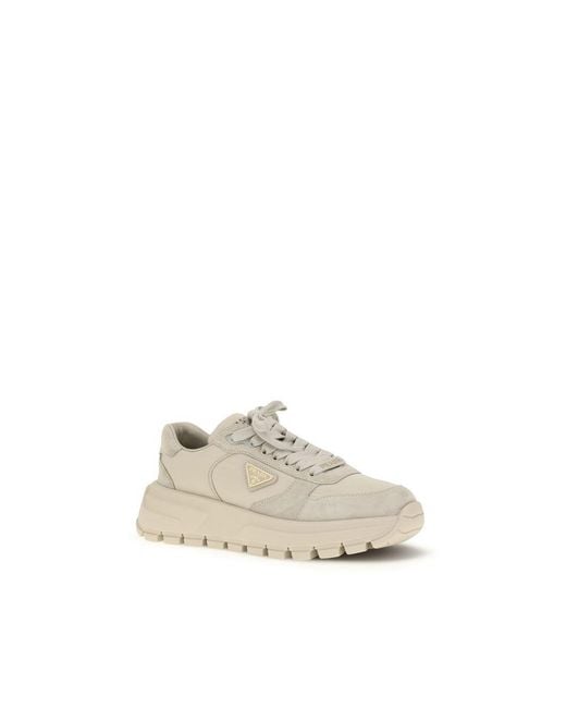 Prada Natural Calf Leather Bos Taurus Athletic Sneakers