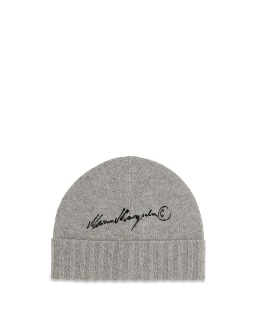 MM6 by Maison Margiela Gray Beanie Wool Hat Ovis Aries E Hairbands