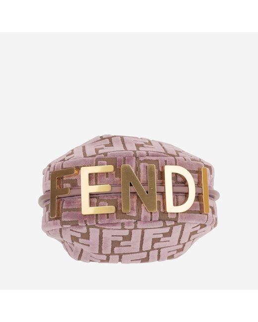Fendi Pink Shoulder Bag Graphy Mini Velvet Polyester
