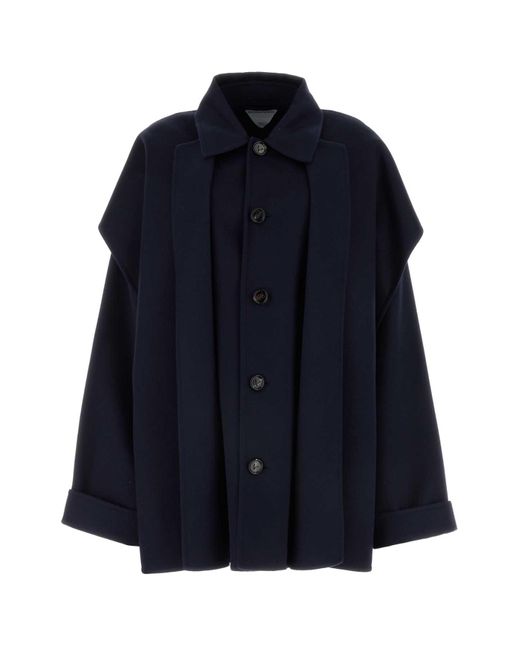 Bottega Veneta Midnight Blue Wool Blend Coat | Lyst