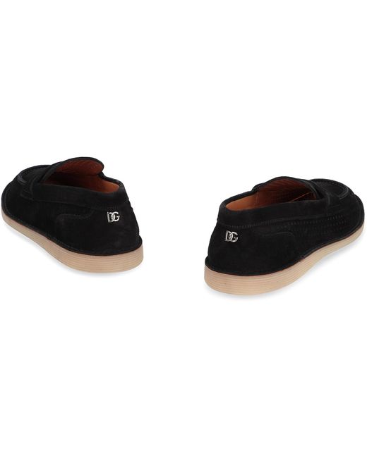 Dolce & Gabbana Black Calfskin Round-Toe Loafers for men