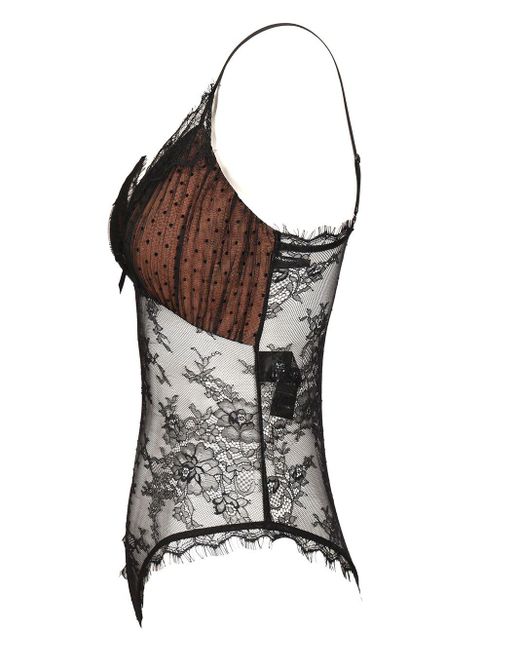 Self-Portrait Brown Polka Dot Mesh Bodysuit