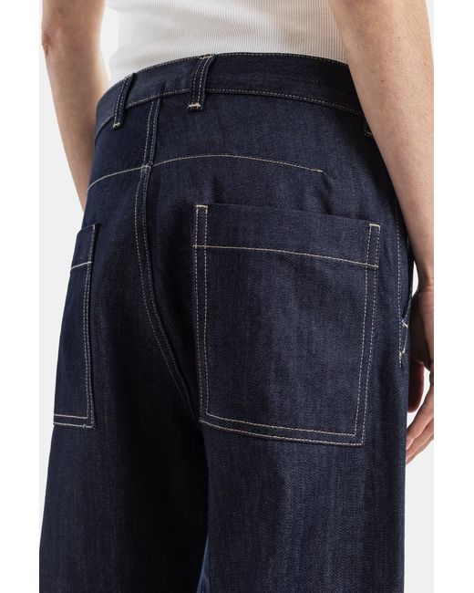 Sofie D'Hoore Blue Pasay Raw Loose Denim Jeans With Ivory Topstitching Trousers