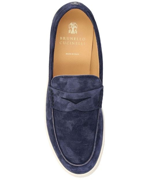 Brunello Cucinelli Blue Penny-slot Round-toe Loafers for men