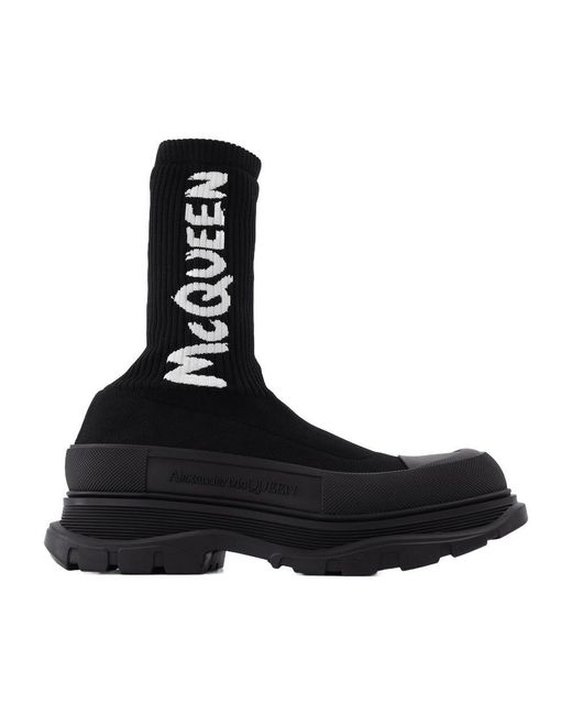 McQueen Black Sock Boots Others Shoes for men