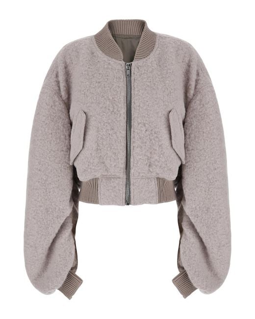 Rick Owens Gray Bomber Jacket Secchia Flight Wool Coat