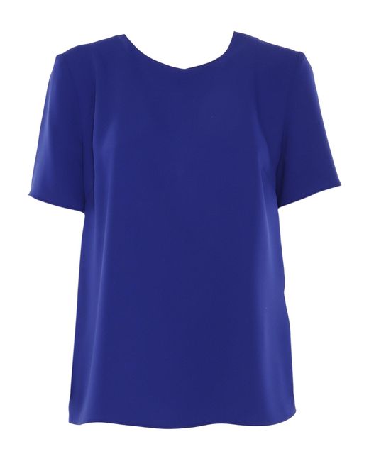 P.A.R.O.S.H. Blue Round Neck Blouse