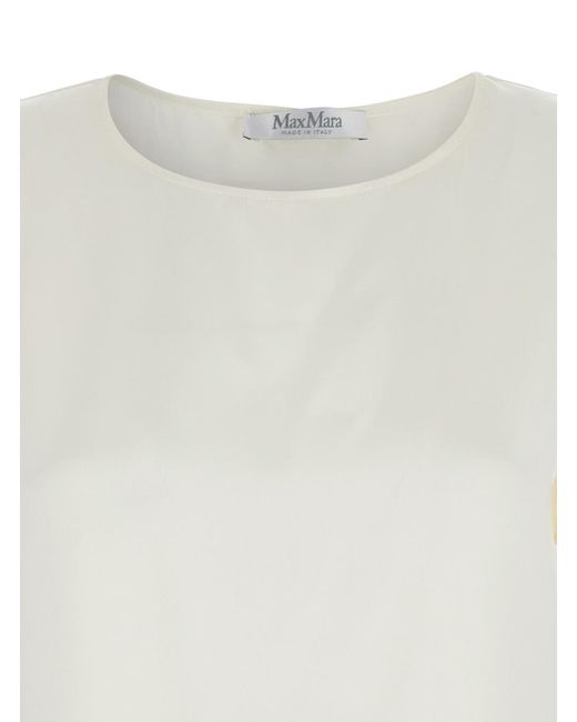 Max Mara White Dida Silk Top For Tops