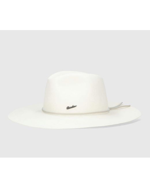 Borsalino White Heath Alessandria Brushed Felt With Leather Hatband for men