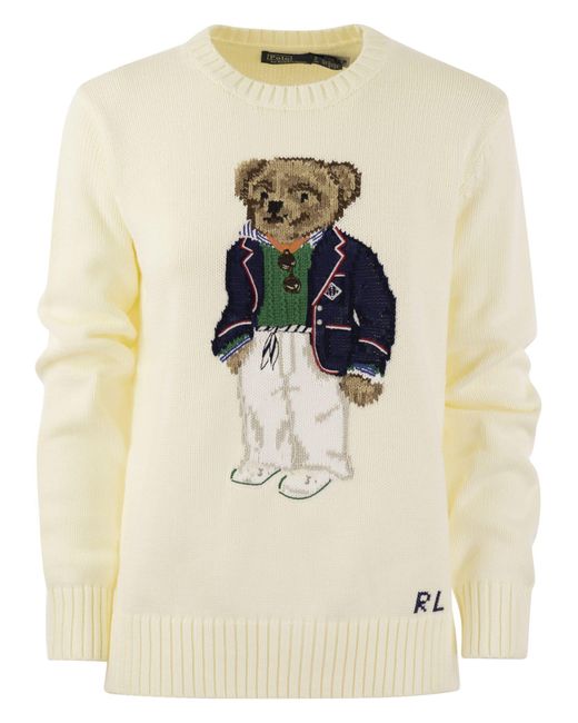 Polo Ralph Lauren Natural Bear Cotton Crew-Neck Polo Shirt