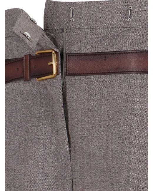 Prada Gray Tailored Wool-Blend Trousers