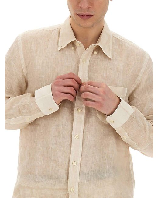 120% Lino Natural Linen Shirt for men