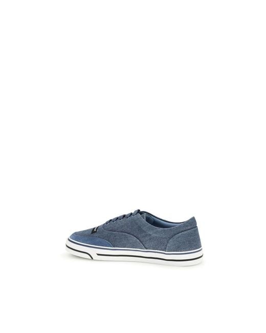 Dolce & Gabbana Blue Linen Low Top Sneakers for men