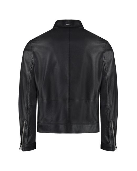 Boss Black Leather Jacket for men