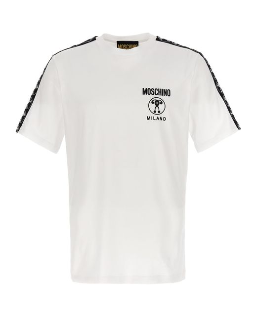 Moschino White Double Question Mark T-shirt for men