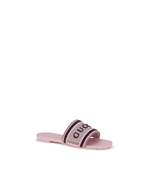 Gucci Purple Cotton Flat Sandals