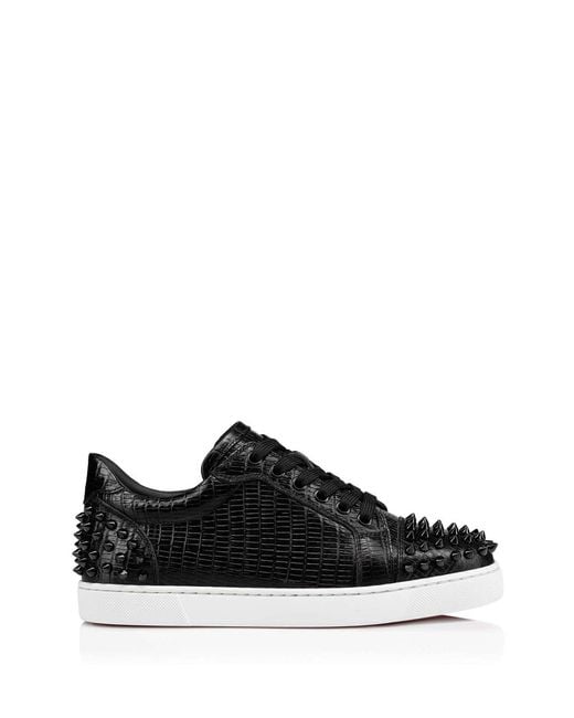 Christian Louboutin Black Vieira 2 Embellished Leather Sneakers
