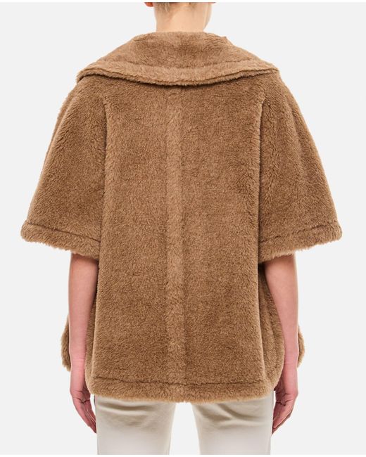 Max Mara Brown Teddy Cape With Shawl Collar