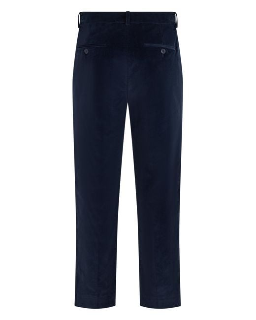 Weekend by Maxmara Blue Straight Velvet Trousers Cotton