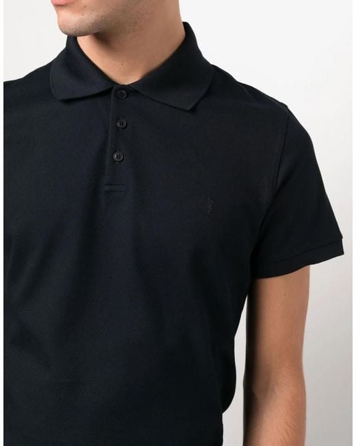 Saint Laurent Blue Cassandre Ysl Logo Polo Shirt Clothing & T-Shirts for men