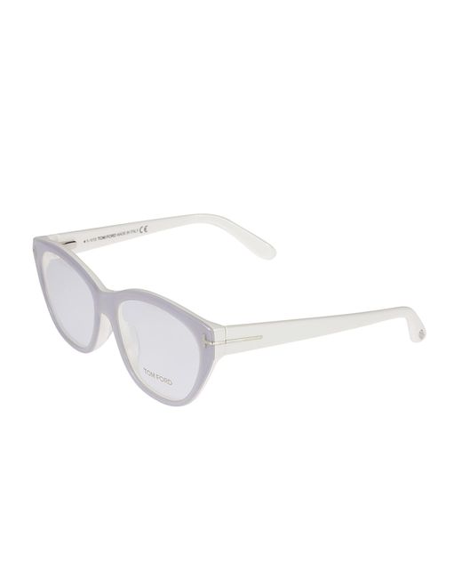 Tom Ford White T-plaque Clear Glasses