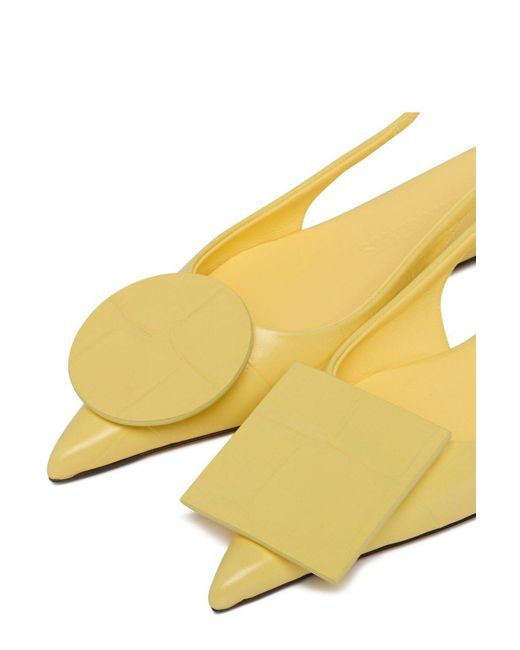 Jacquemus Yellow Pointed Toe Slingback Flats