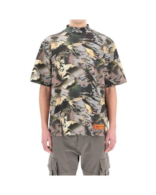 Heron Preston Green Camouflage Print T-Shirt for men