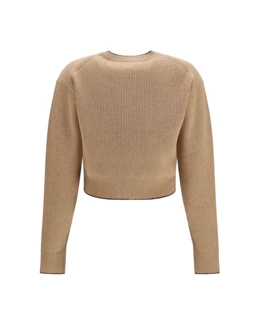 Chloé Brown Sweater Heart-Logo Merino Wool (Ovis Aries)